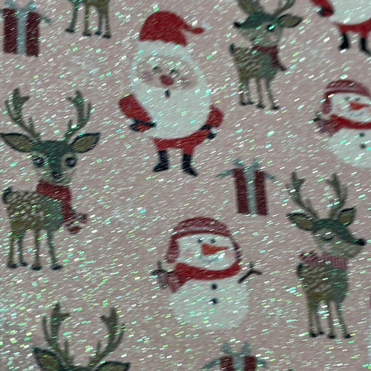 68 fine glitter Santa and reindeer