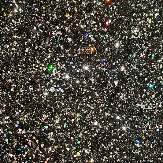 88  Chunky glitter black / multi coloured speckles