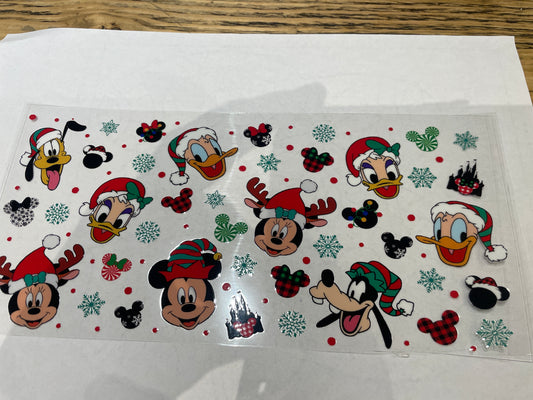 108 UVDTF WRAPS Mickey and friends at Christmas