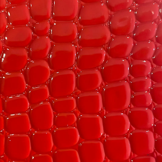 45 leatherette red embossed crocodile