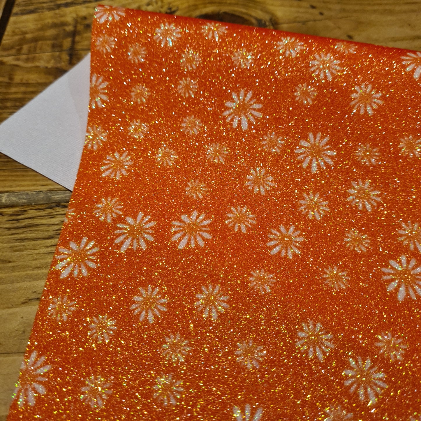 12 Fine glitter orange flowers