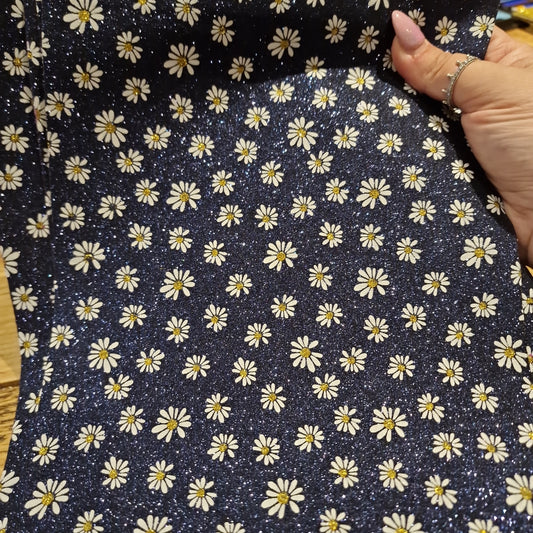 35 Fine glitter blue floral daisy