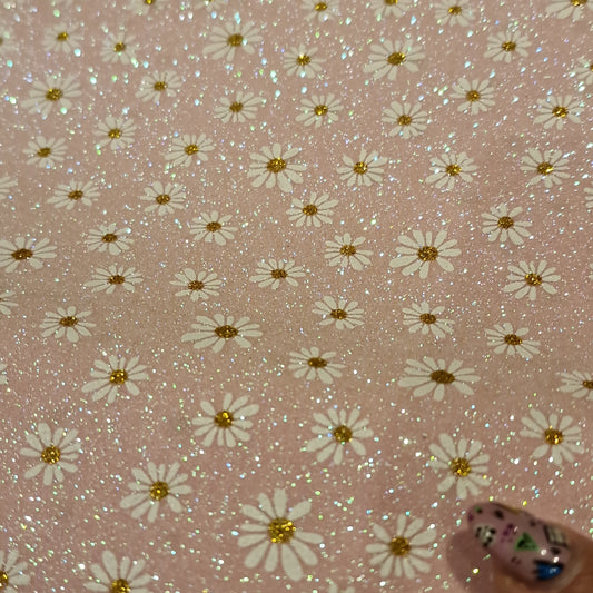 37 Fine glitter pink floral daisy