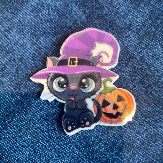 39 embellishment Halloween cat and pumpkin