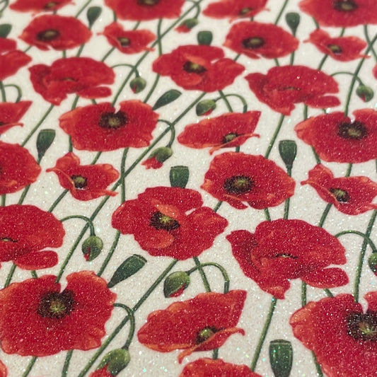 5 fine glitter poppies